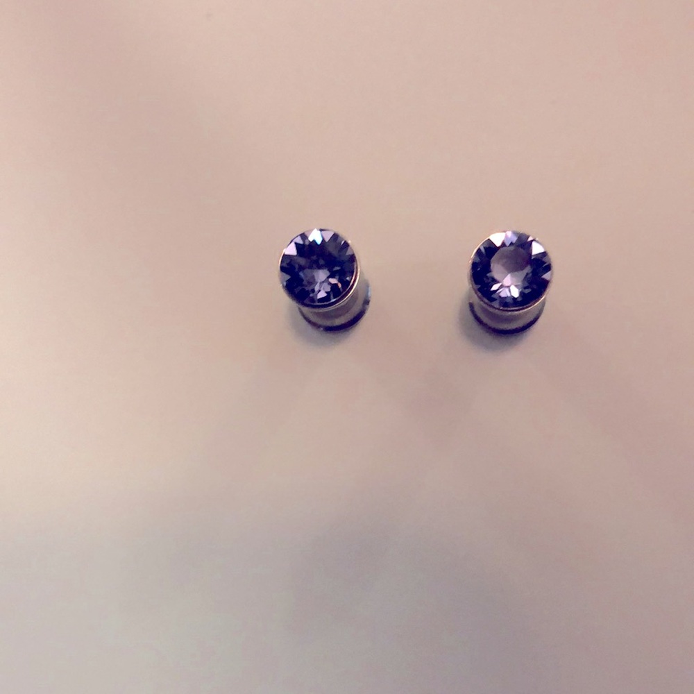 Double Flared Purple Crystal Ear Plugs